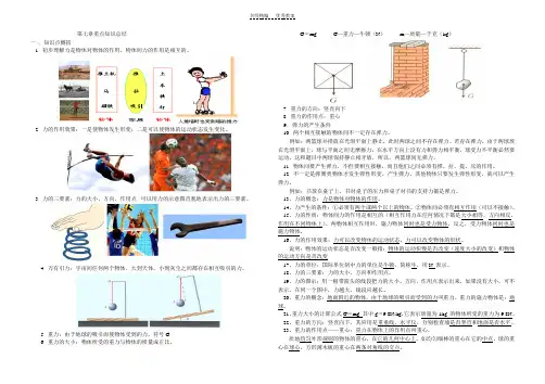 八年级物理第七章复习导学案
