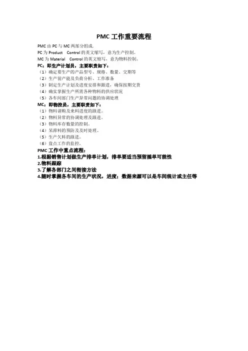 PMC工作重要流程