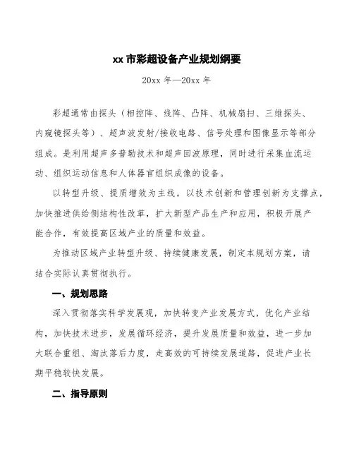 xx市彩超设备产业规划纲要