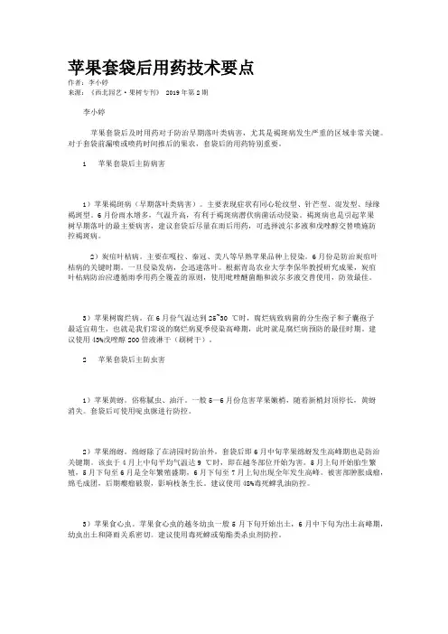 苹果套袋后用药技术要点