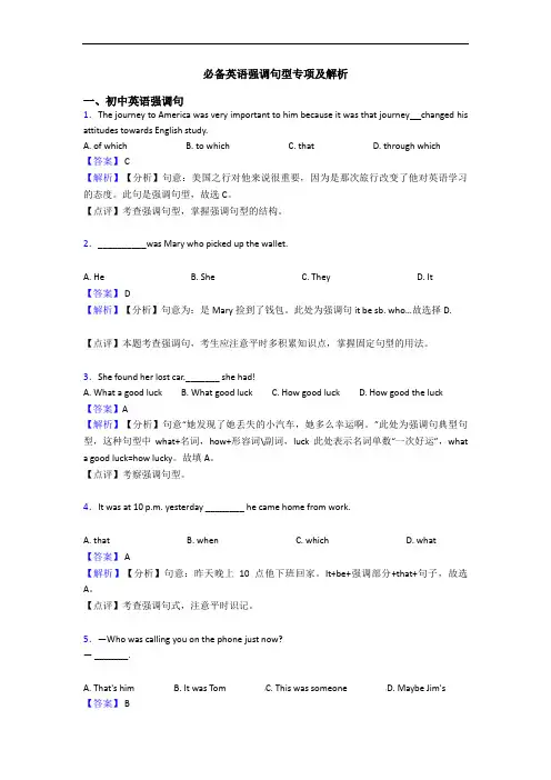 强调句型专项及解析(1)