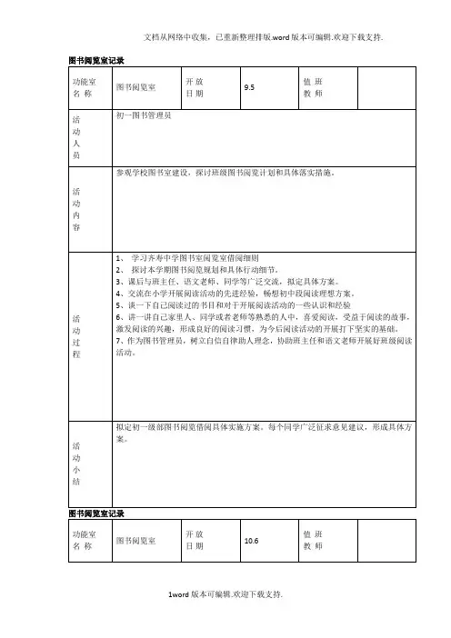 图书阅览室记录