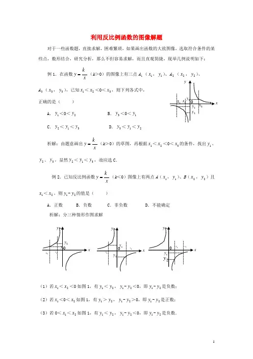 八年级数学下册11.2反比例函数的图象与性质利用反比例函数的图像解题素材