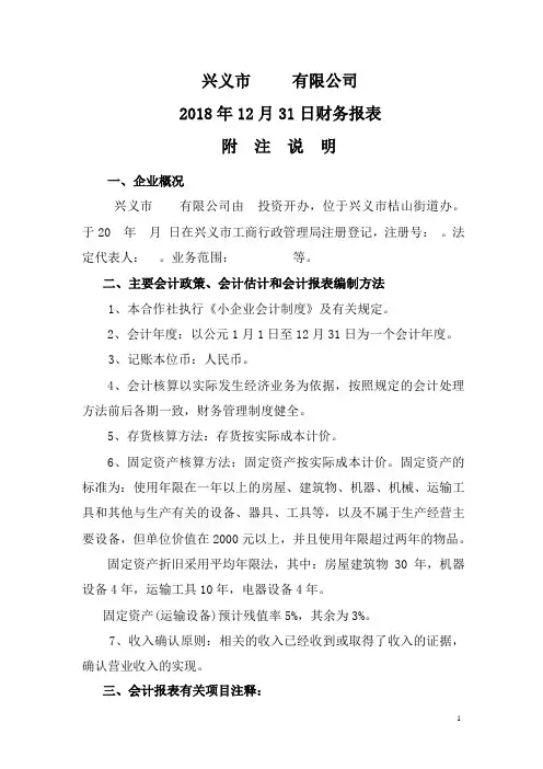 会计报表附注说明
