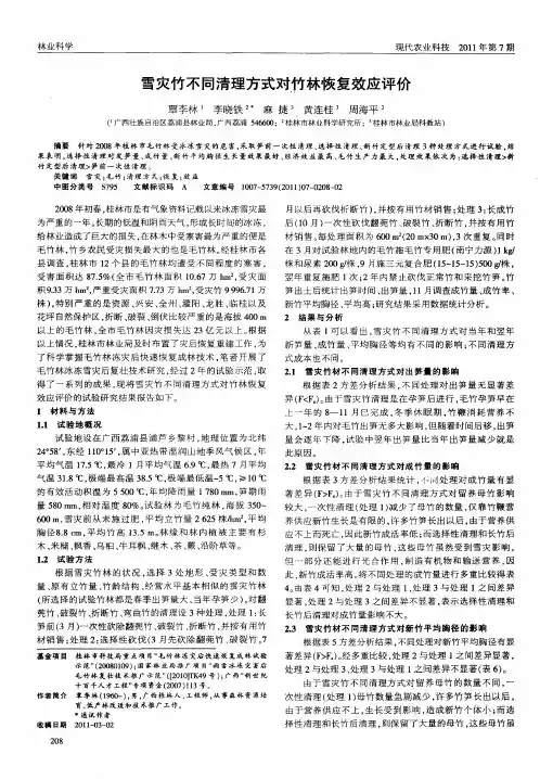 雪灾竹不同清理方式对竹林恢复效应评价