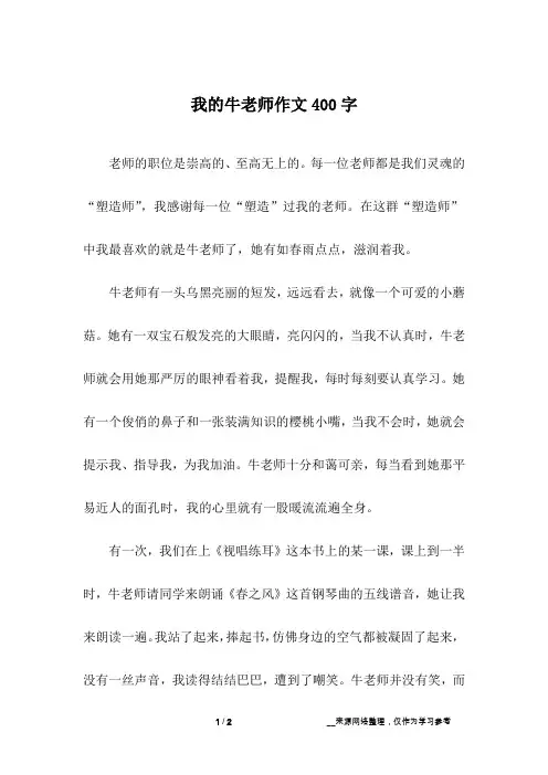 我的牛老师作文400字