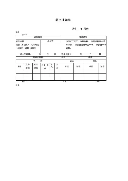 薪资通知单