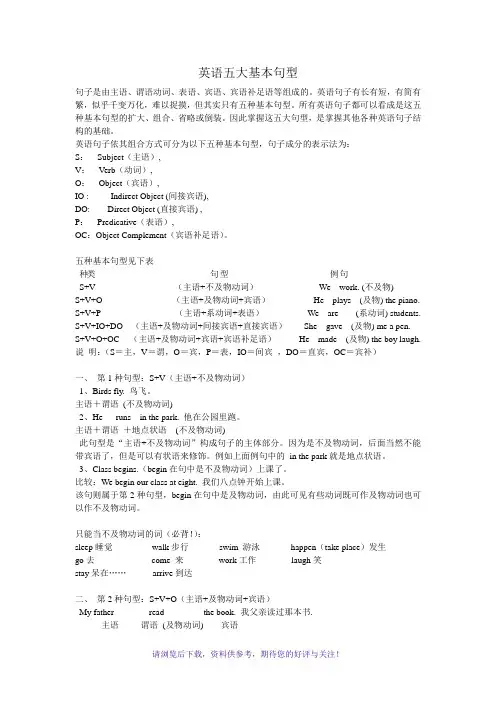 英语五大基本句型 2