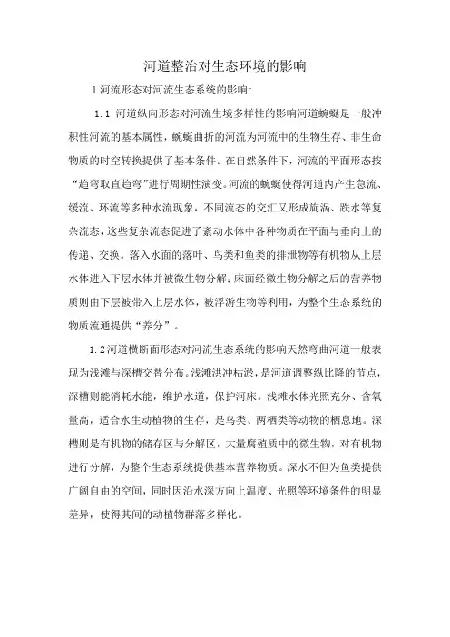 河道整治对生态环境的影响