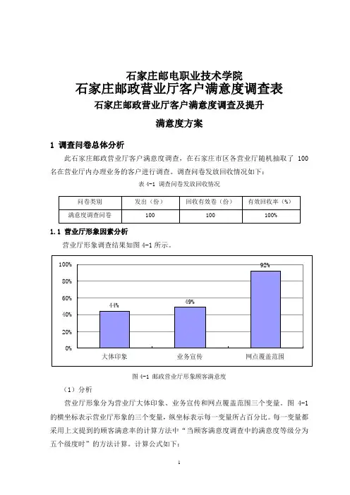 石家庄邮政营业厅客户满意度调查表.