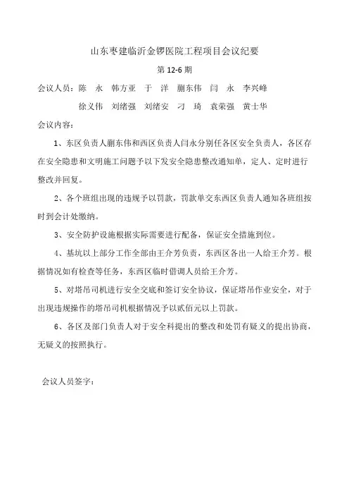 工程项目会议纪要
