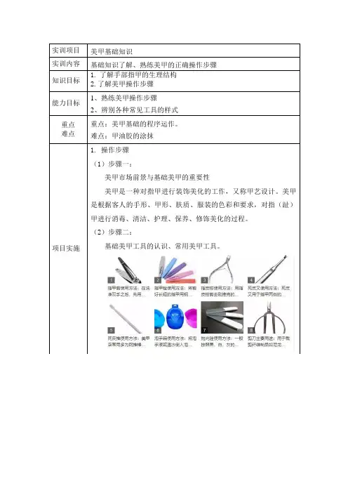 美甲基础知识教案
