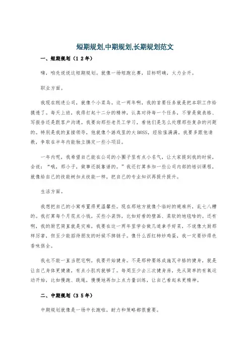 短期规划,中期规划,长期规划范文
