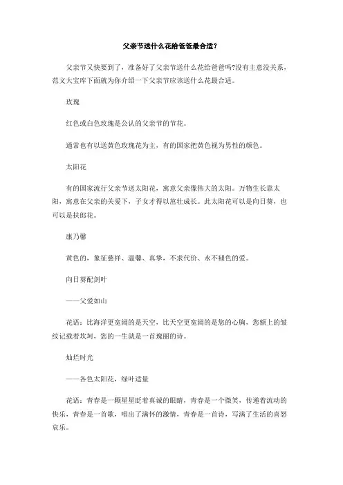 父亲节送什么花给爸爸最合适？