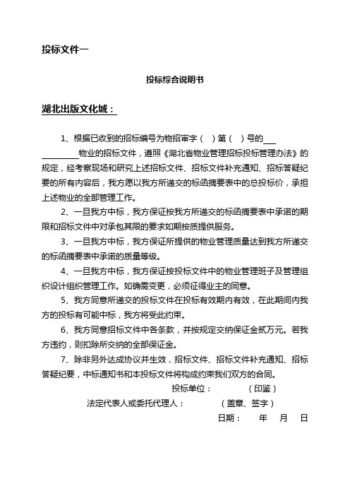 投标书样本