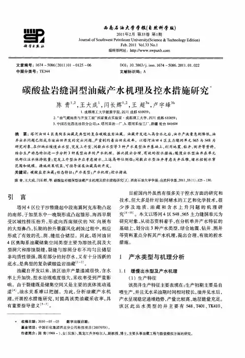 碳酸盐岩缝洞型油藏产水机理及控水措施研究