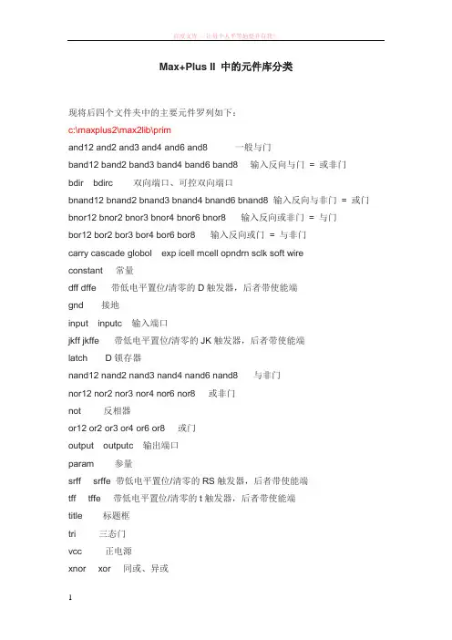 maxplus元件库元件名分类 (1)