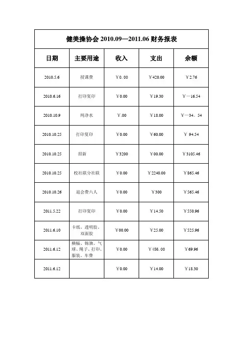 羽协2010.09-2011.06财务报表