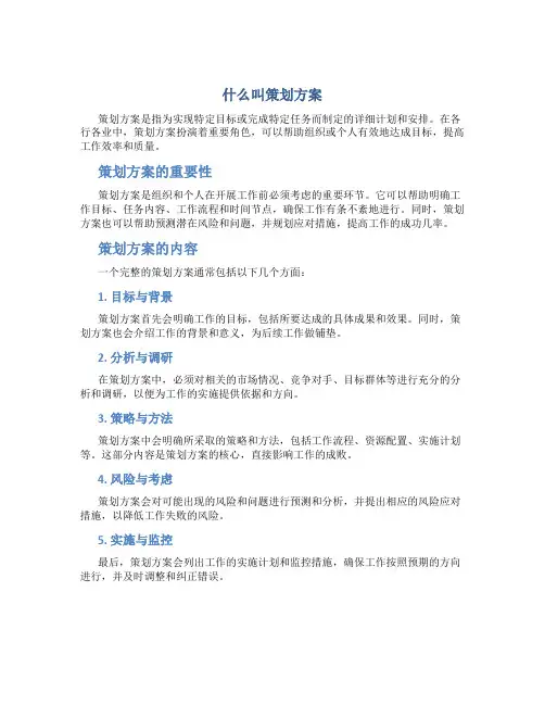 什么叫策划方案
