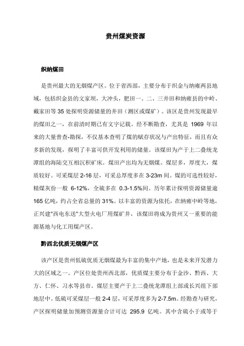 贵州省煤炭资源详情