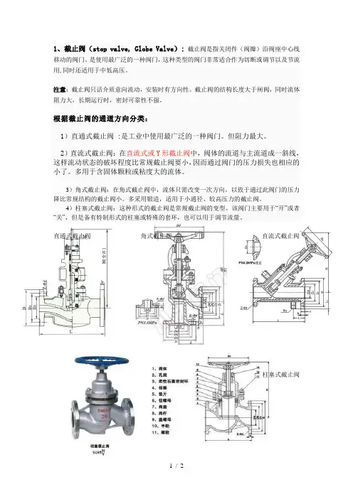 截止阀的分类和特点总结