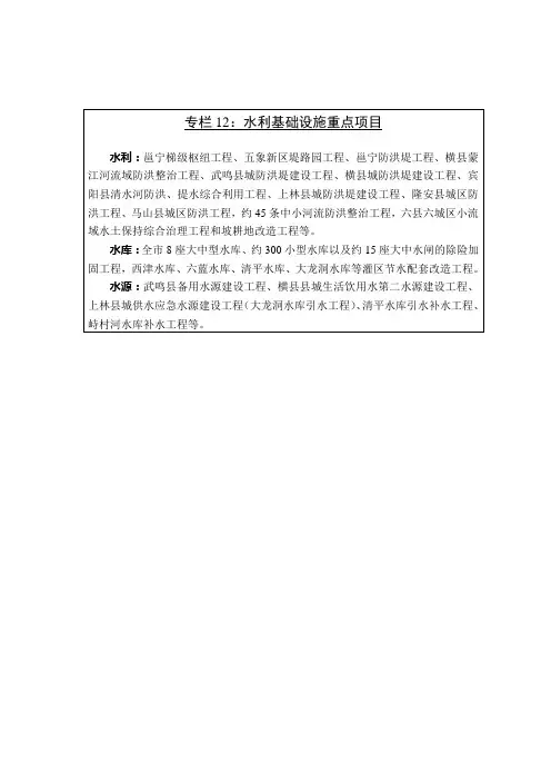 专栏12水利基础设施重点项目