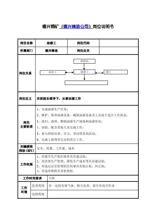 油漆工岗位说明书