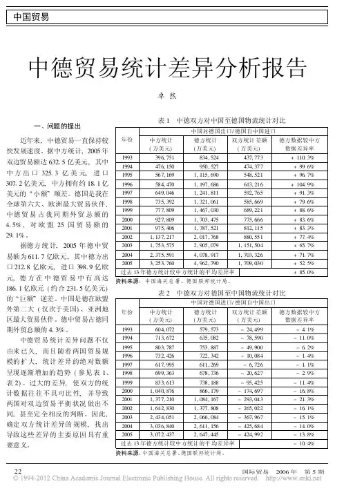 中德贸易统计差异分析报告_卓然