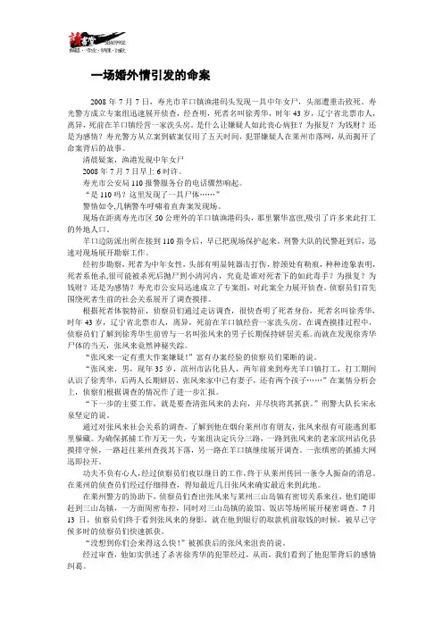【命案实录】一场婚外情引发的命案
