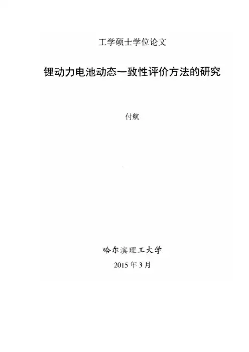 锂动力电池动态一致性评价方法的研究