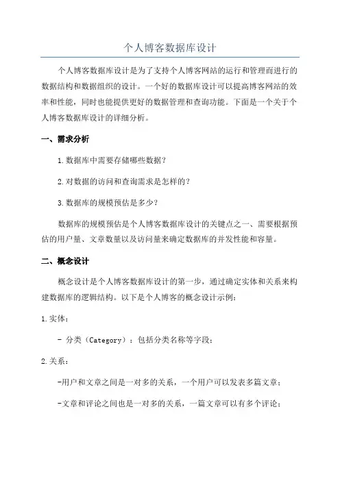 个人博客数据库设计