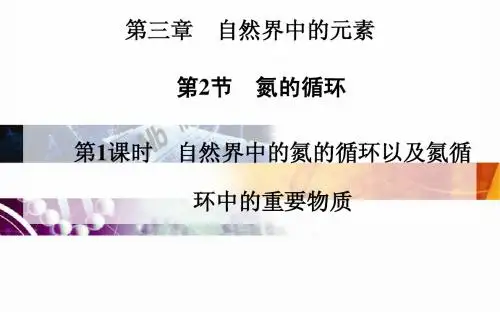 高中化学二轮(鲁版必修一)第三章 第2节 氮的循环   第1课时 自然界中的氮的循环以及氮循环中的重要物质