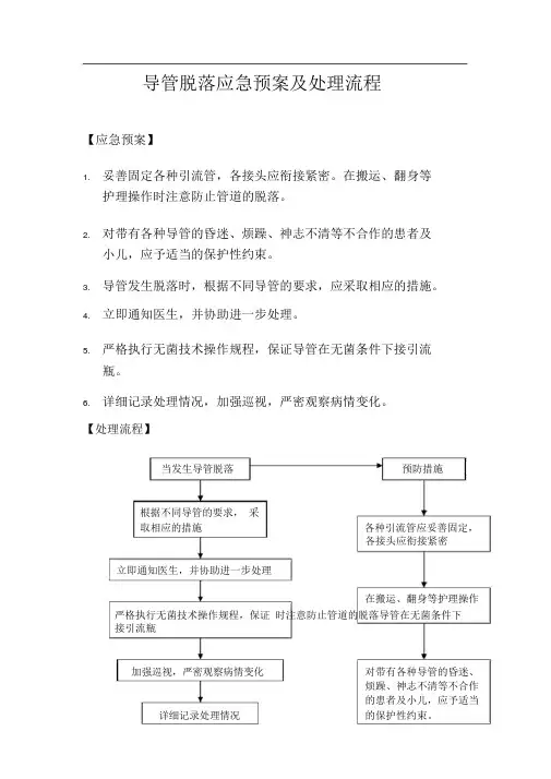 导管脱落应急预案及处理流程