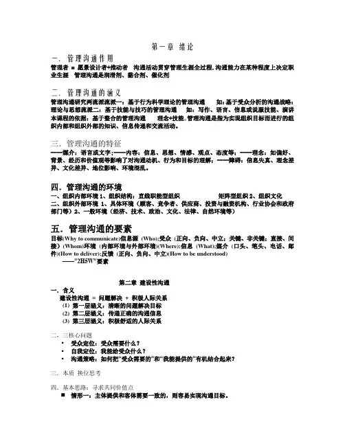 管理沟通期末老师画的重点