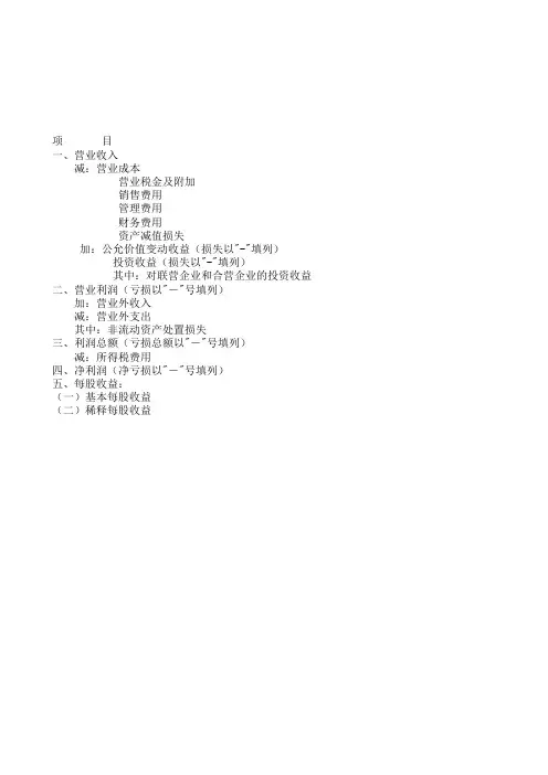 T6-企业会计准则报表公式