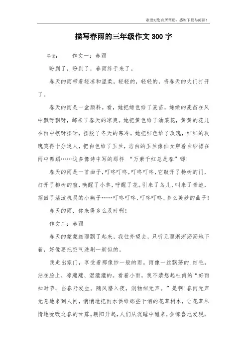 描写春雨的三年级作文300字