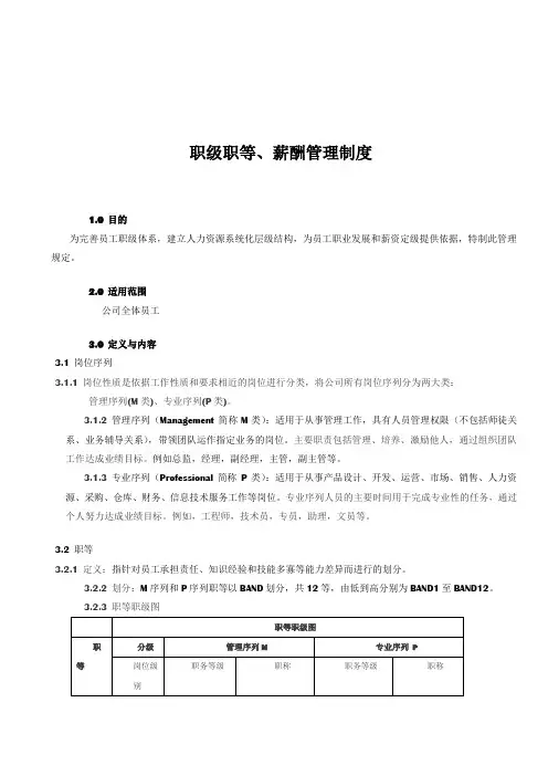 职级职等、薪酬管理制度