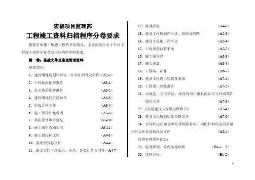 竣工资料归档程序与分卷要求