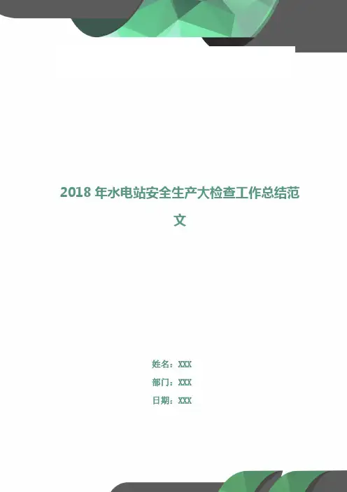 2018年水电站安全生产大检查工作总结范文