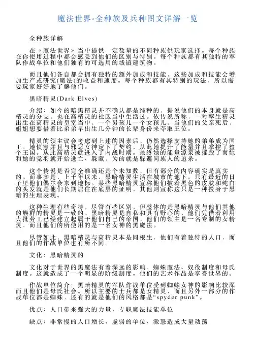 魔法世界全种族及兵种图文详解一览