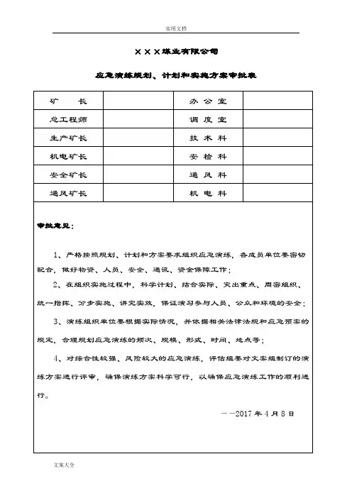 应急演练规划、计划清单和实施方案设计2017