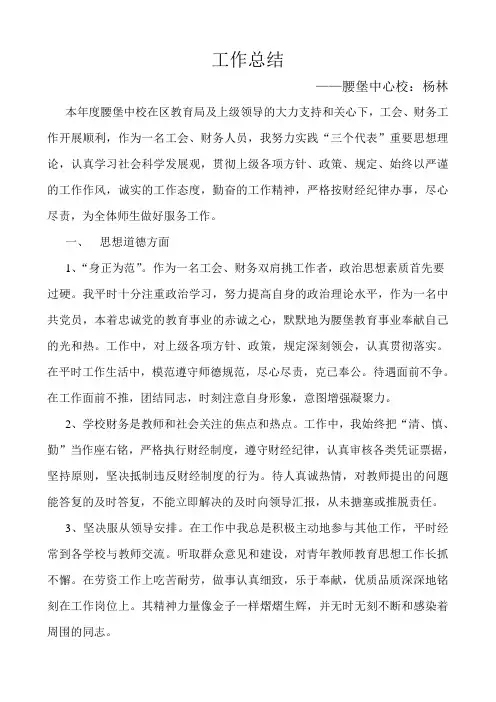 中心校报帐员个人工作总结