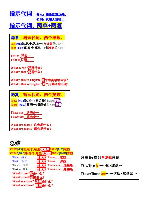 this that these those 指示代词 详细讲解