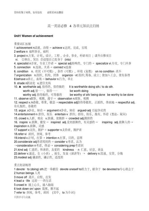 高一英语必修4知识点总结