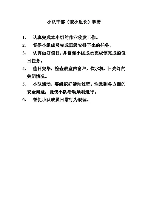 队干部工作职责