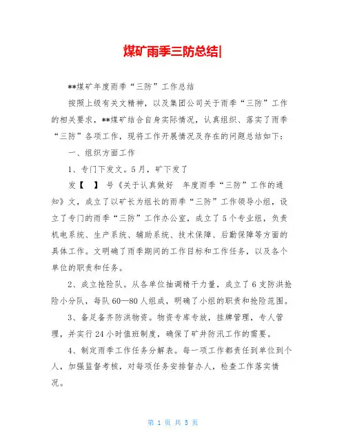 煤矿雨季三防总结-