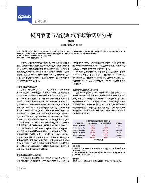 我国节能与新能源汽车政策法规分析