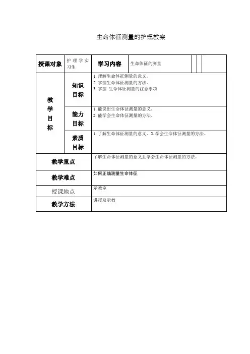 生命体征测量的教案