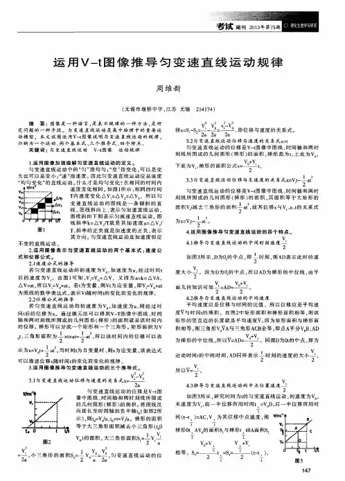运用V-t图像推导匀变速直线运动规律