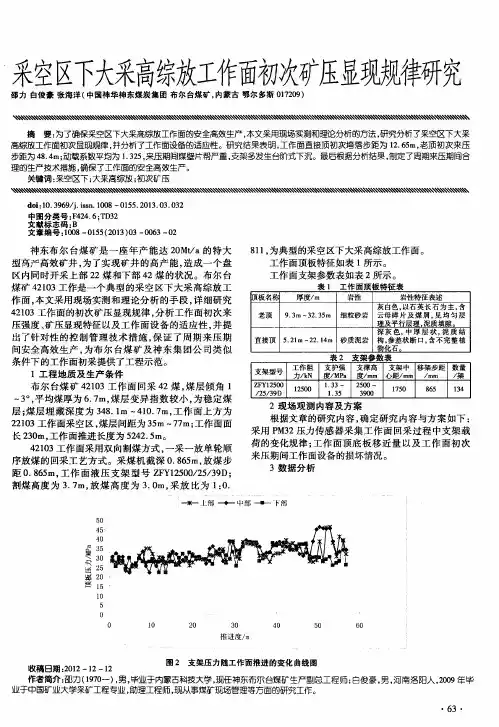 采空区下大采高综放工作面初次矿压显现规律研究